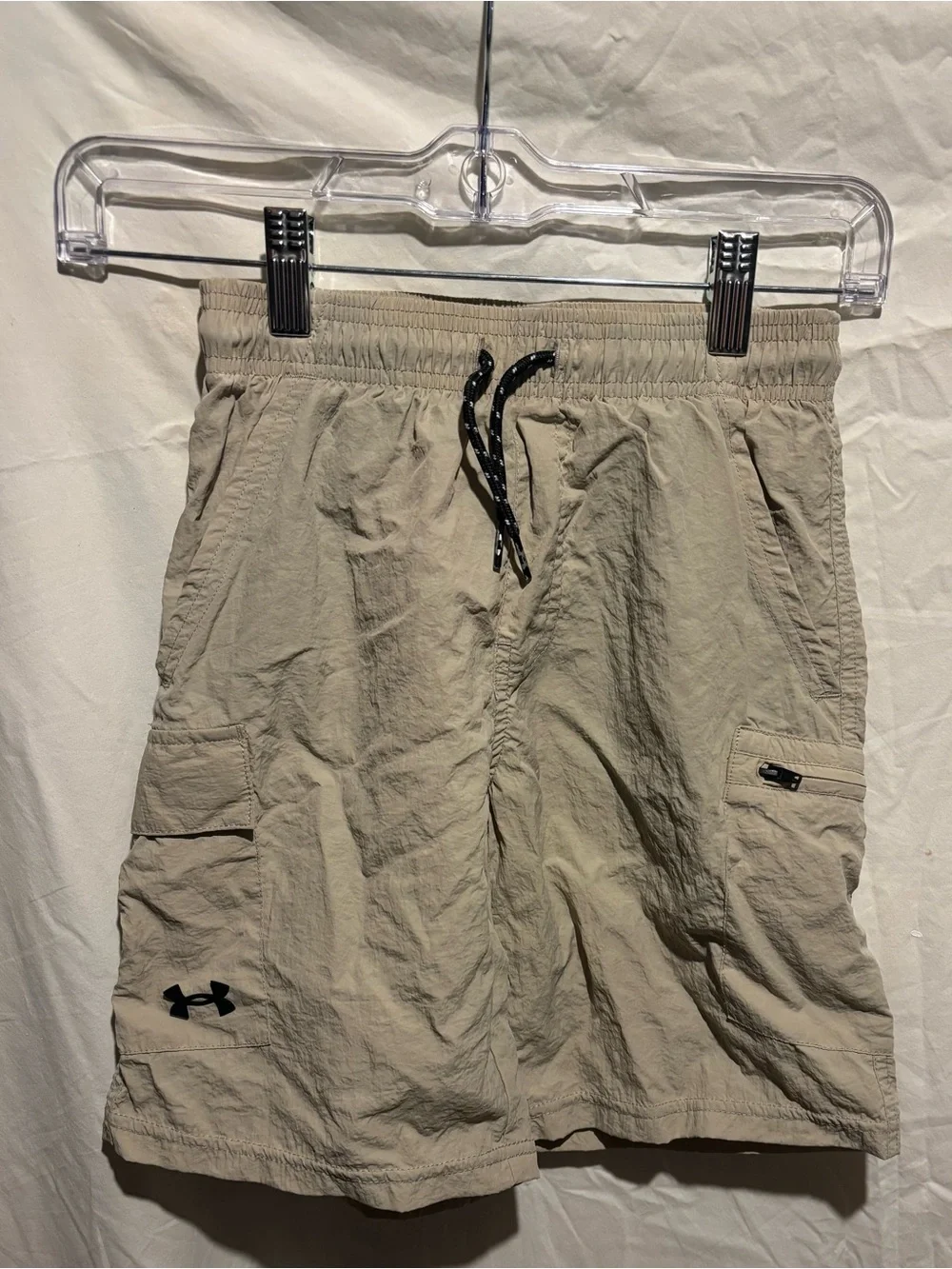 Under Armour Boy’s Beige Cargo Shorts with Black Drawcord